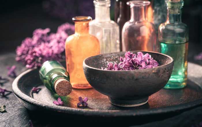 Special treatments with aromatic oils. Lilac aromatic oils.